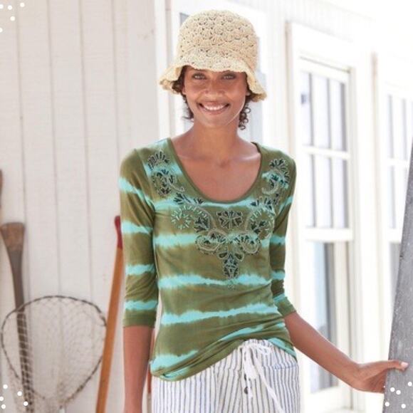 Sundance Green Soft Stretch Tie Dye Beaded T-Shirt - Picture 7 of 7